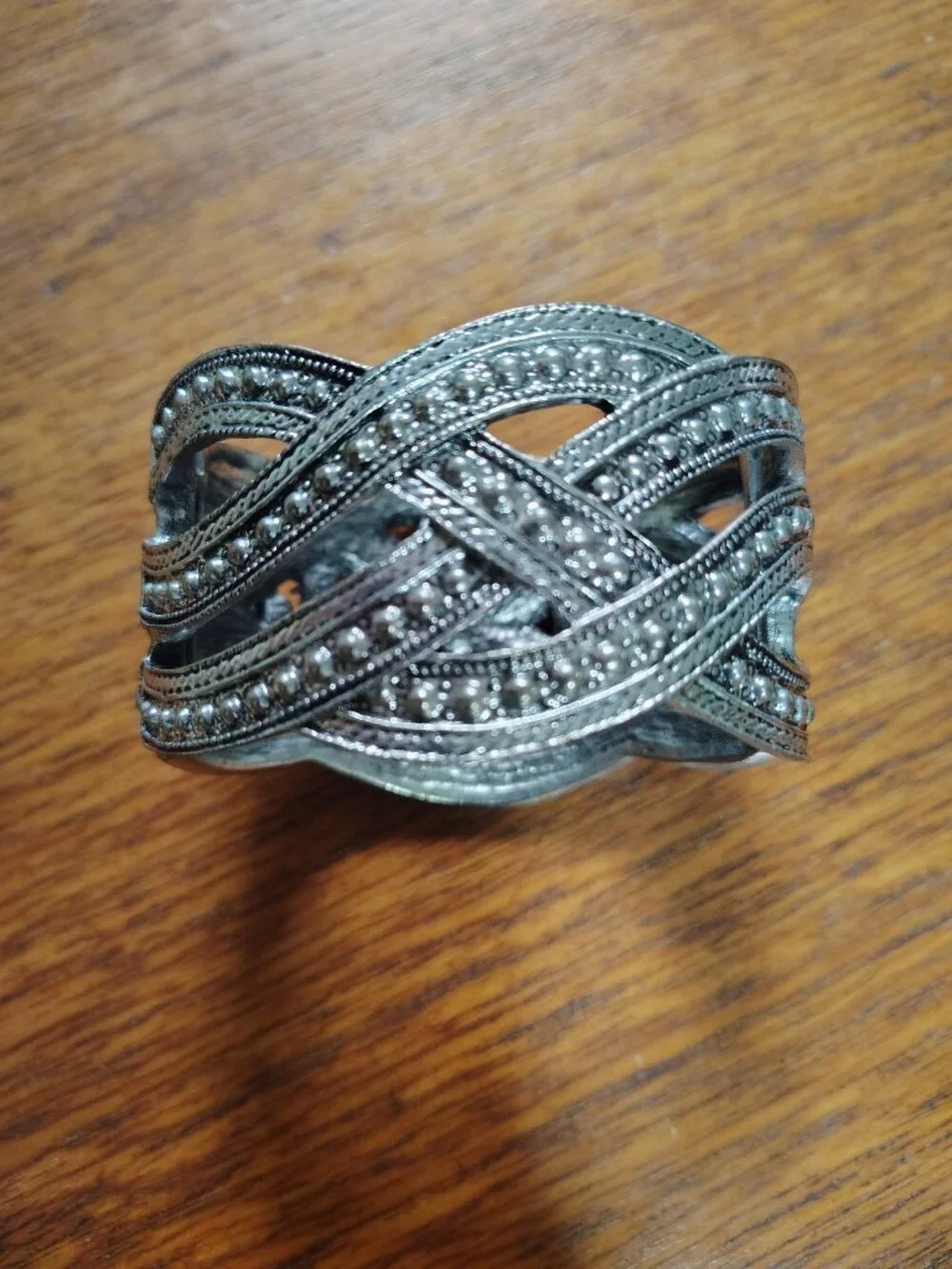 Silver Toned Hinged Marcasite and Rhinestone Cuff Bracelet